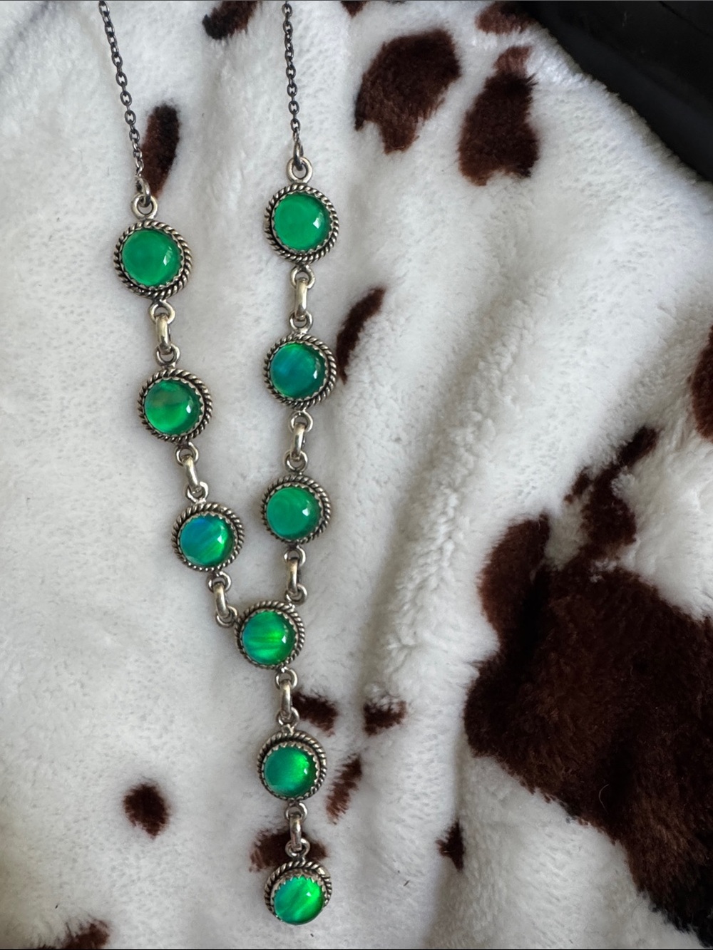 Aurora Green opal Stone Drop Pendant Necklace - Women Jewelry